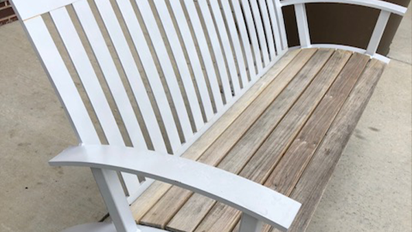 Bench with weathered ipe boards