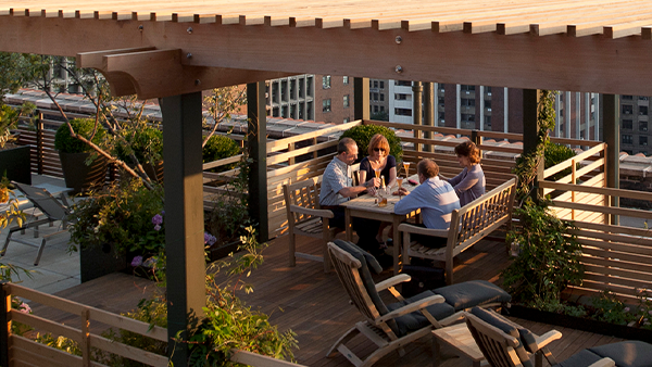 Use heavy duty tables and chairs for dining areas on terraces