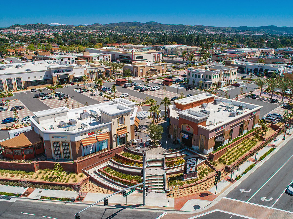 Landscape design adds to California retail center. 